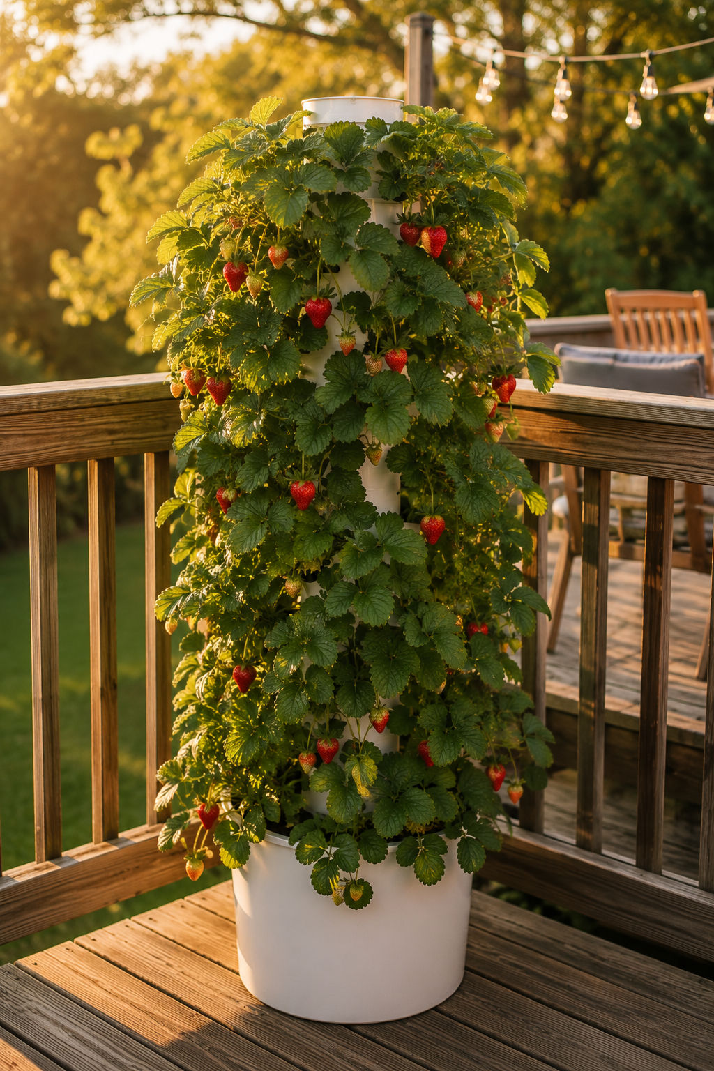 Wall-mounted NFT hydroponic system on a brick wall with three rows of white PVC pipes growing lettuce, basil, spinach, kale, and cilantro, white reservoir and pump visible at the base